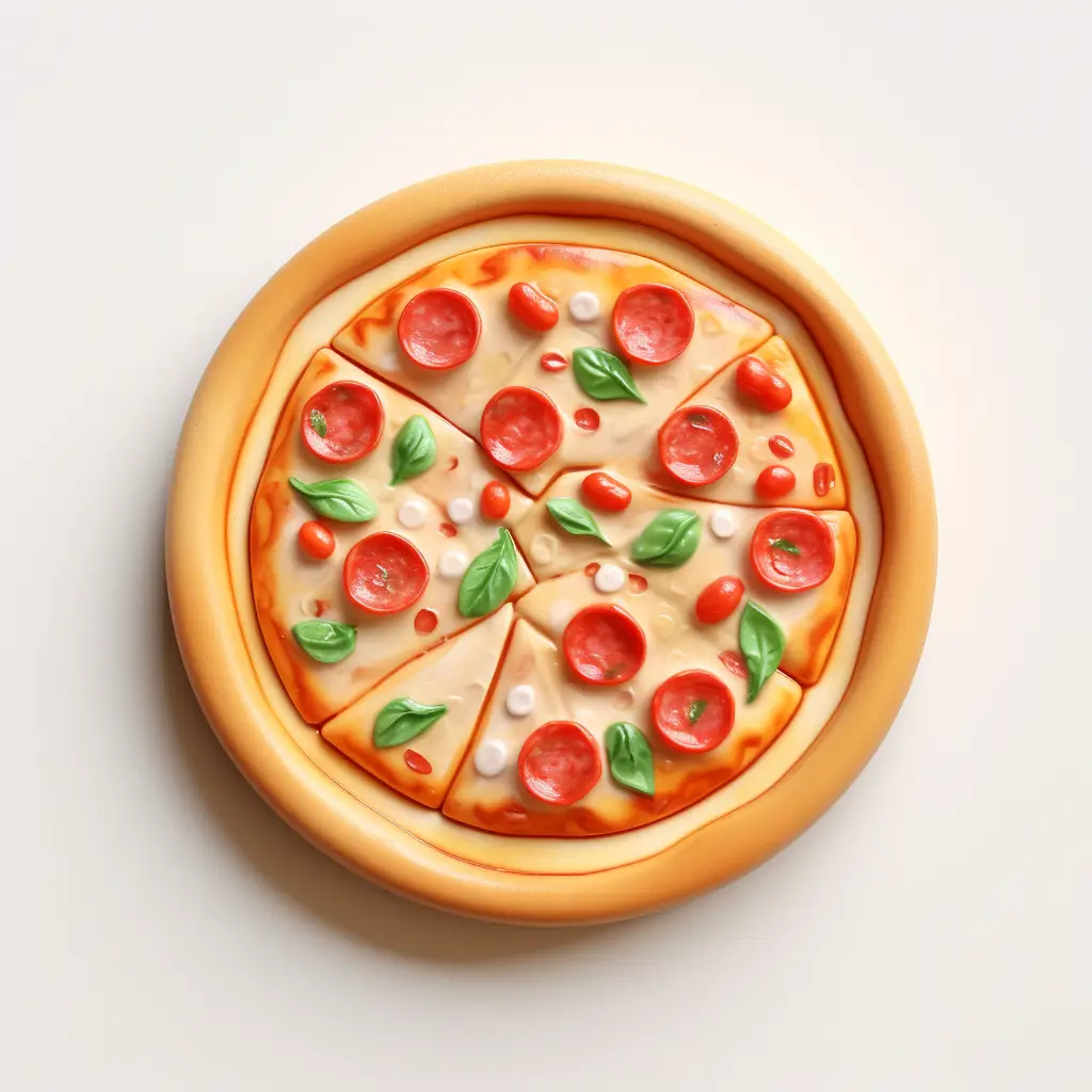 A logo of a 3D pizza created in Midjourney AI