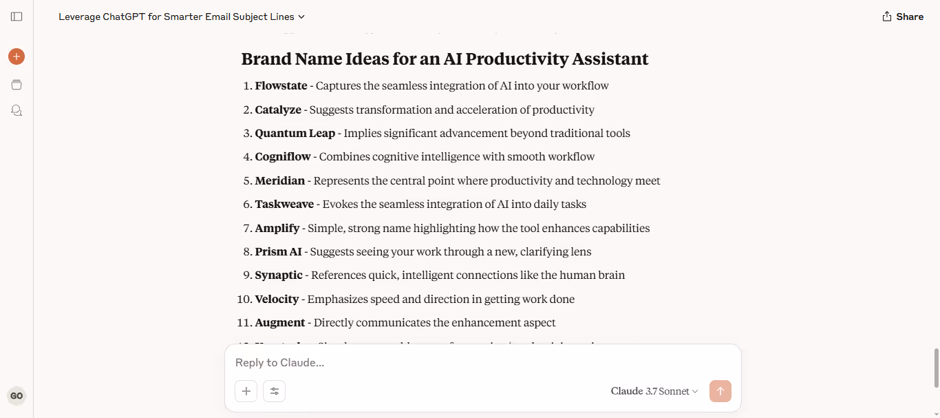 4. Generate Brand Name Ideas