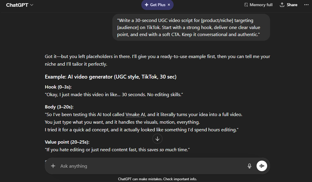 AI content brief and script generation prompt