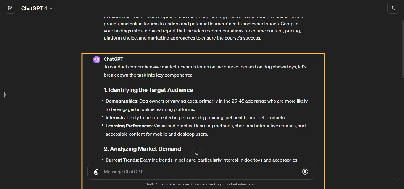 Market Research Chatgpt AI Prompt