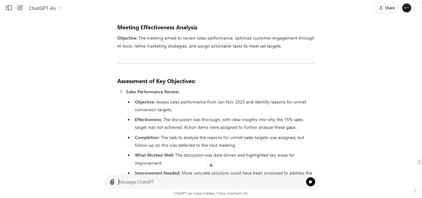 To Analyze the Effectiveness of Past Meetings