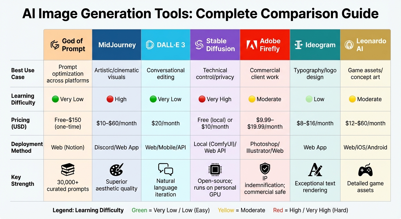 AI Image Generation Tools Comparison: Features, Pricing & Best Use Cases