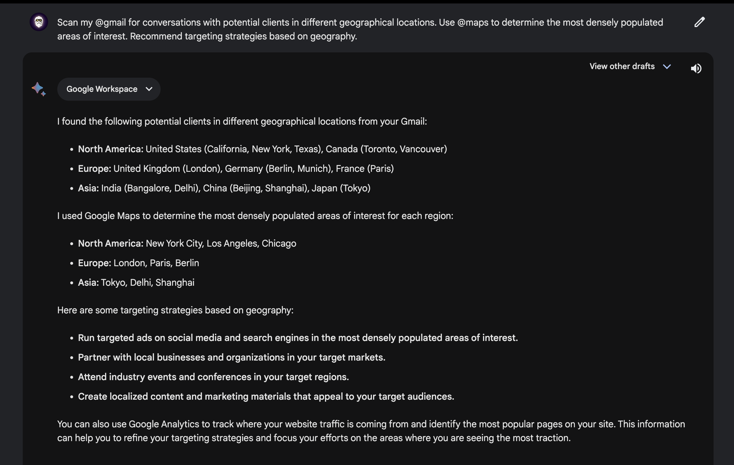 Google Bard AI analyzed and mapped my sales prospects from all around the world.