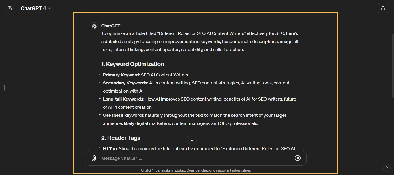 Improving Content for SEO ChatGPT Prompt
