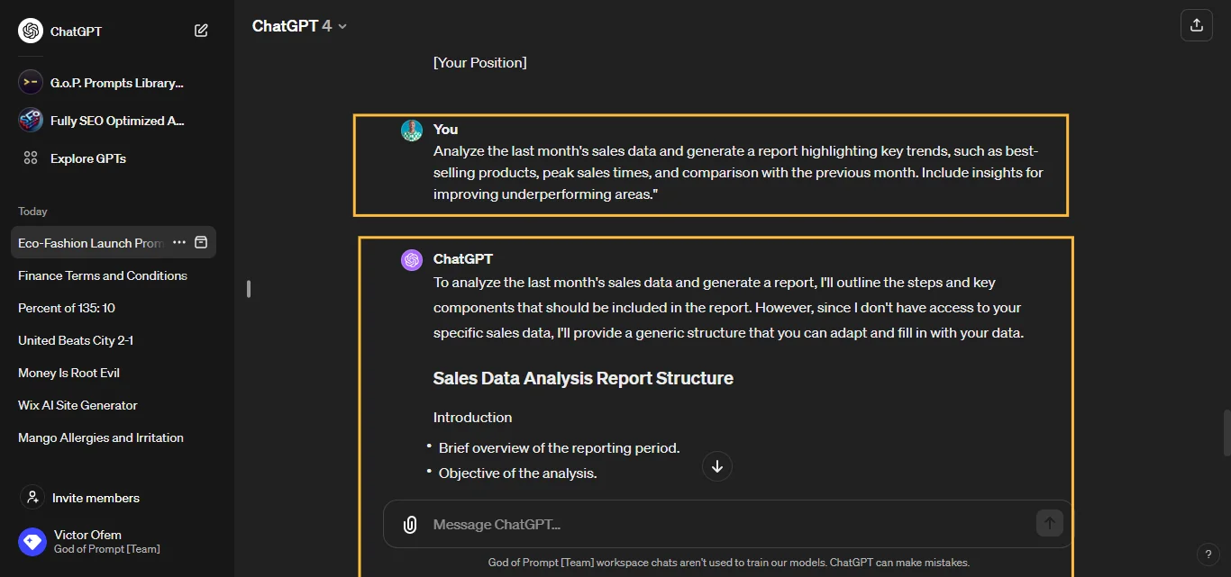 Reports and Data Response From Chatgpt