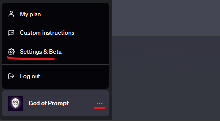 Connect ChatGPT to the internet by pressing on "Settings & Beta" tab.