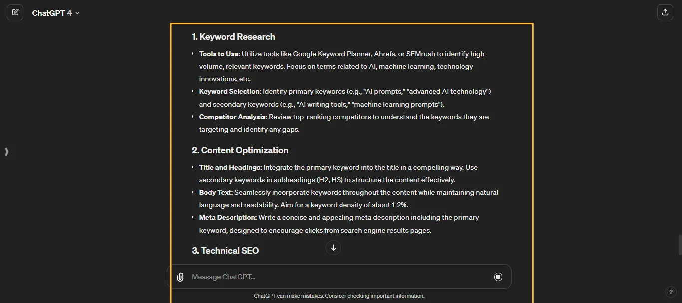 SEO Content Optimization ChatGPT Prompt