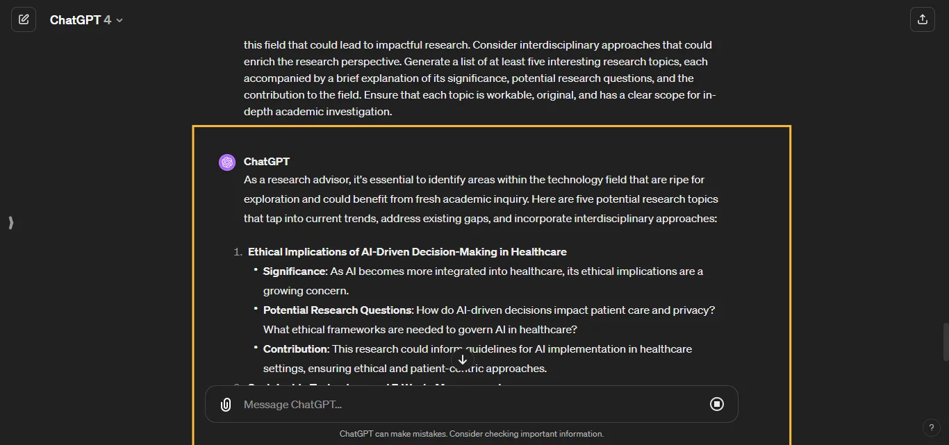 Brainstorm research topics ChatGPT Prompt